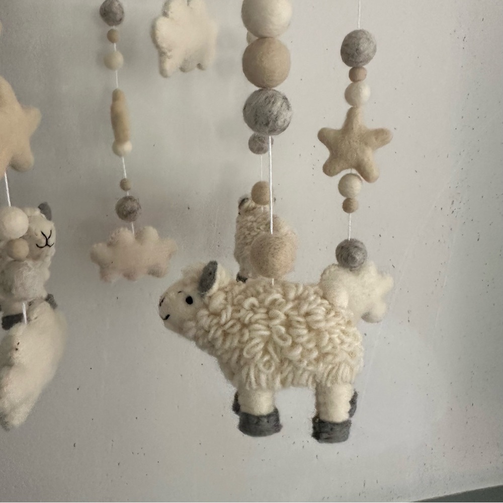 Wool Felt Sheep Baby Mobile - Picture 7 of 9
